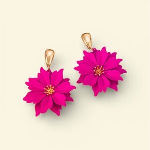 Elegant Pink Flower Earrings